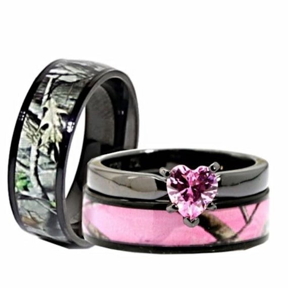Camo Wedding Ring Sets His And Hers
 4 Colors His and Hers Camo Wedding Rings Set Camouflage