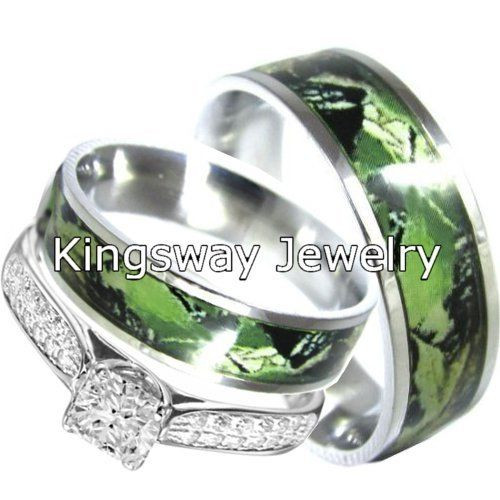 Camo Wedding Ring Sets His And Hers
 His and Hers Camo Stainless Steel Sterling Silver