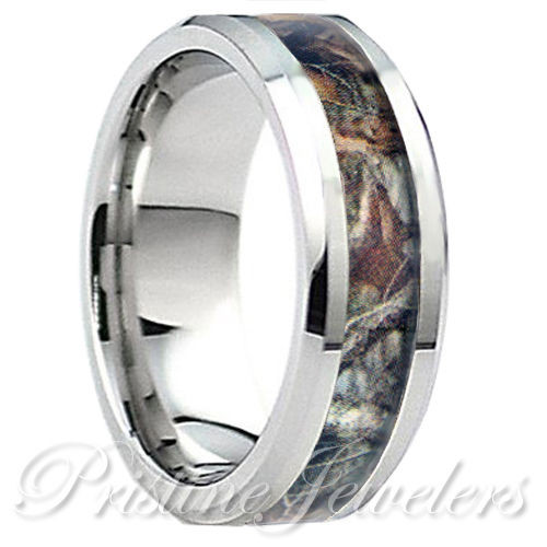 Camo Wedding Rings For Women
 Titanium Brown Oak Real Forest Camo Ring Men Women Mossy