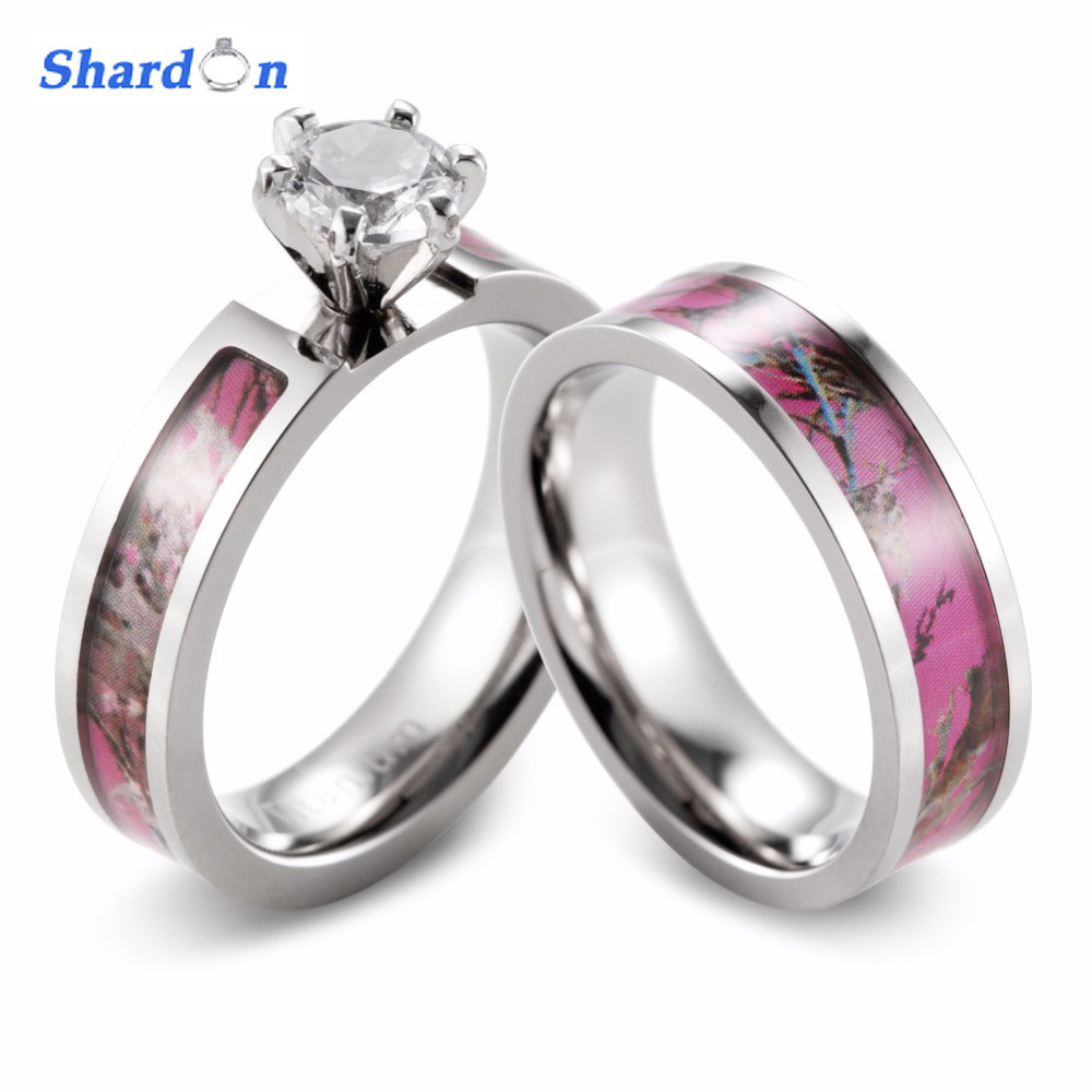 Camo Wedding Rings For Women
 SHARDON Women Camo Engagement Ring Set Titanium 6 Prong