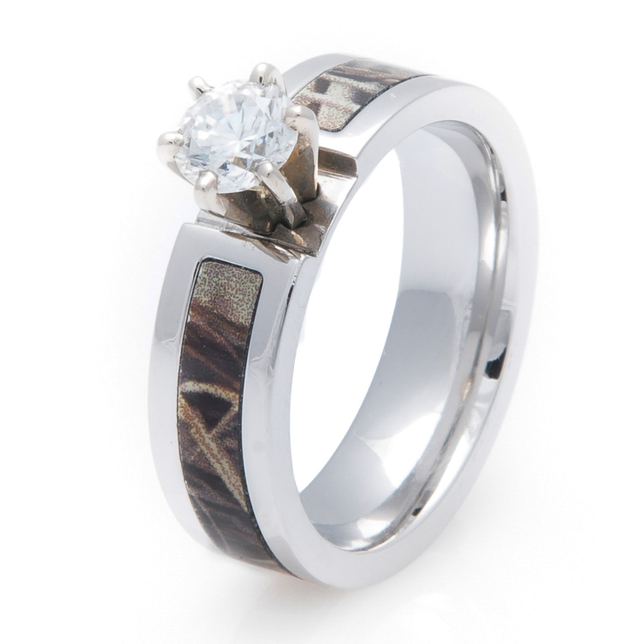 Camo Wedding Rings For Women
 Women s Cobalt Camo Engagement Band Titanium Buzz