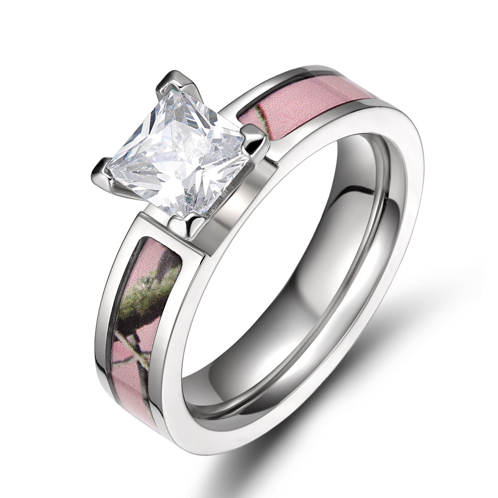 Camo Wedding Rings For Women
 Women s New Fashion 5MM Titanium Light Pink Tree Camo Ring