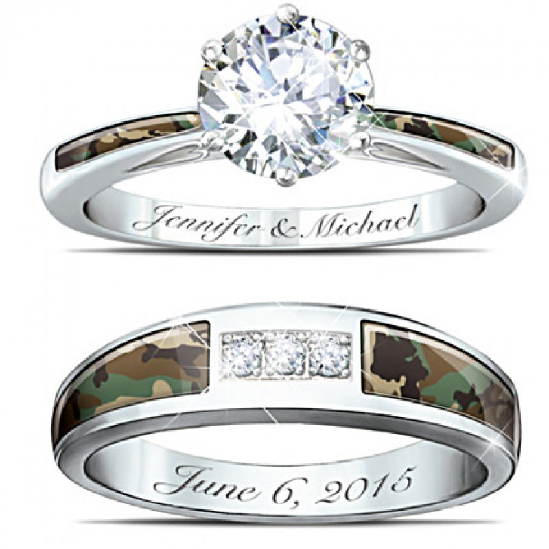 Camo Wedding Rings His And Hers
 Camo His And Hers Personalized Diamonesk Wedding Ring Set