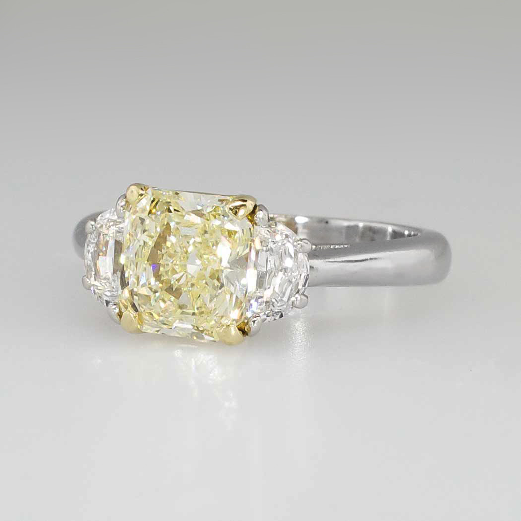 Canary Yellow Diamond Engagement Ring
 Estate 2 63ct t w Canary Fancy Light Yellow Diamond