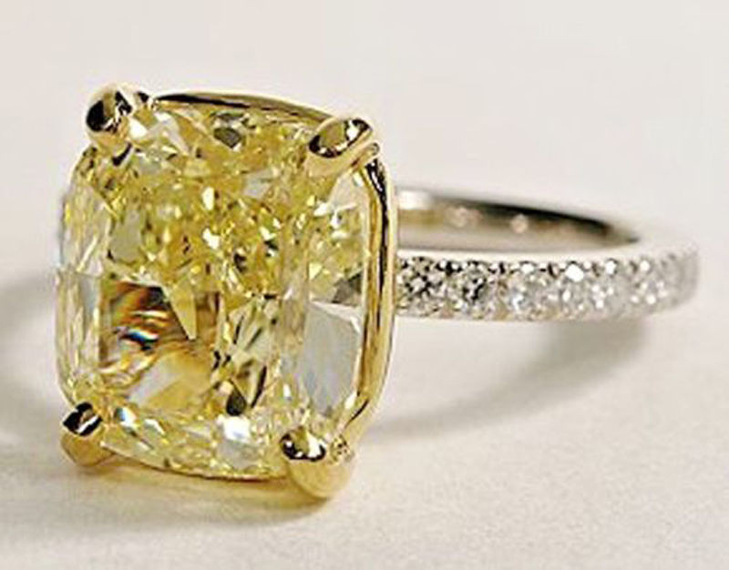Canary Yellow Diamond Engagement Ring
 Platinum 2 05Ct Cushion Cut Canary Diamond Engagement Ring