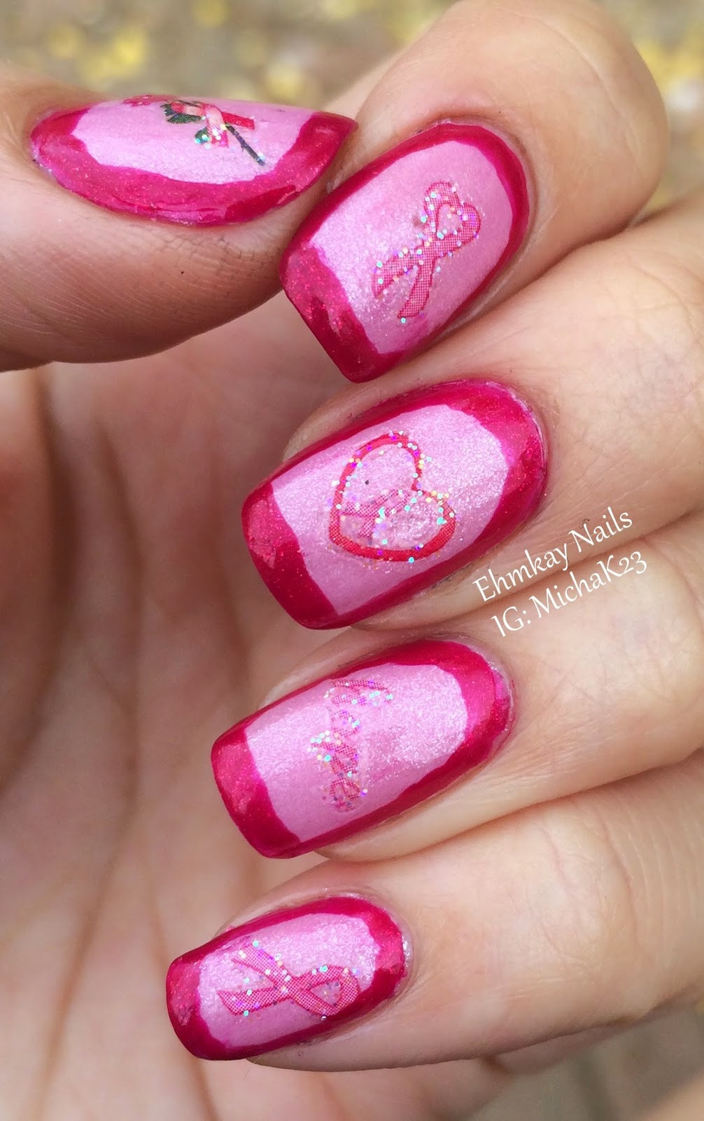 Cancer Awareness Nail Designs
 ehmkay nails Breast Cancer Awareness Nail Art with Joby