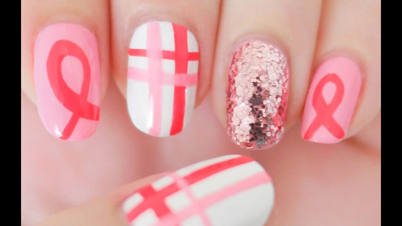 Cancer Awareness Nail Designs
 Breast Cancer Awareness Nails for October