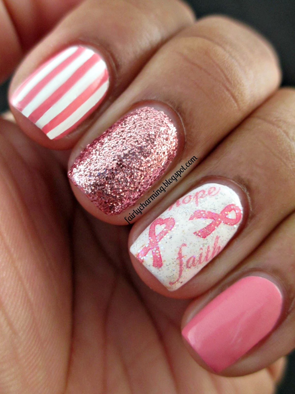 Cancer Awareness Nail Designs
 Fairly Charming Joby Nail Art s Fight Against Breast Cancer