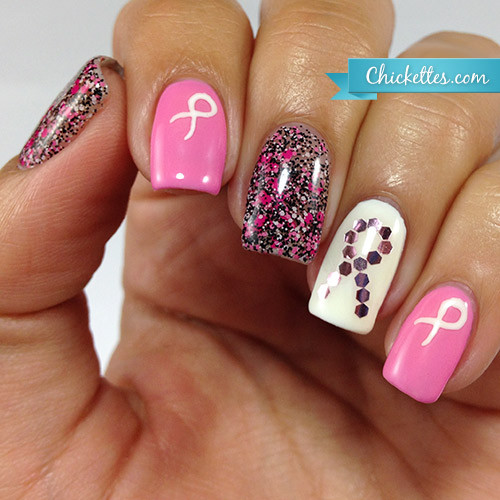 Cancer Awareness Nail Designs
 Breast Cancer Awareness Nail Art – Chickettes Natural Nail