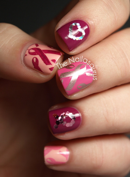 Cancer Awareness Nail Designs
 Breast Cancer Awareness Nail Art The Nailasaurus