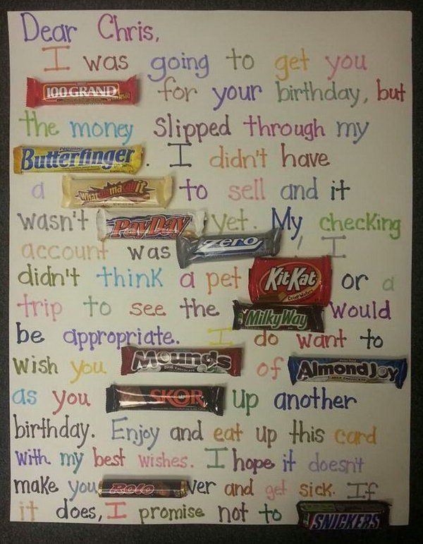 Candy Bar Birthday Card
 Candy Bar Poster Ideas with Clever Sayings Hative