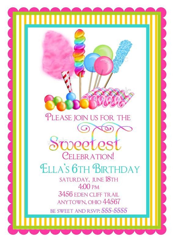 Candy Themed Birthday Invitations
 Candyland Birthday party invitations Sweet by