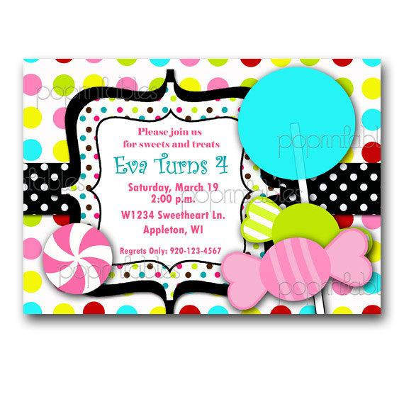 Candy Themed Birthday Invitations
 Etsy Your place to and sell all things handmade