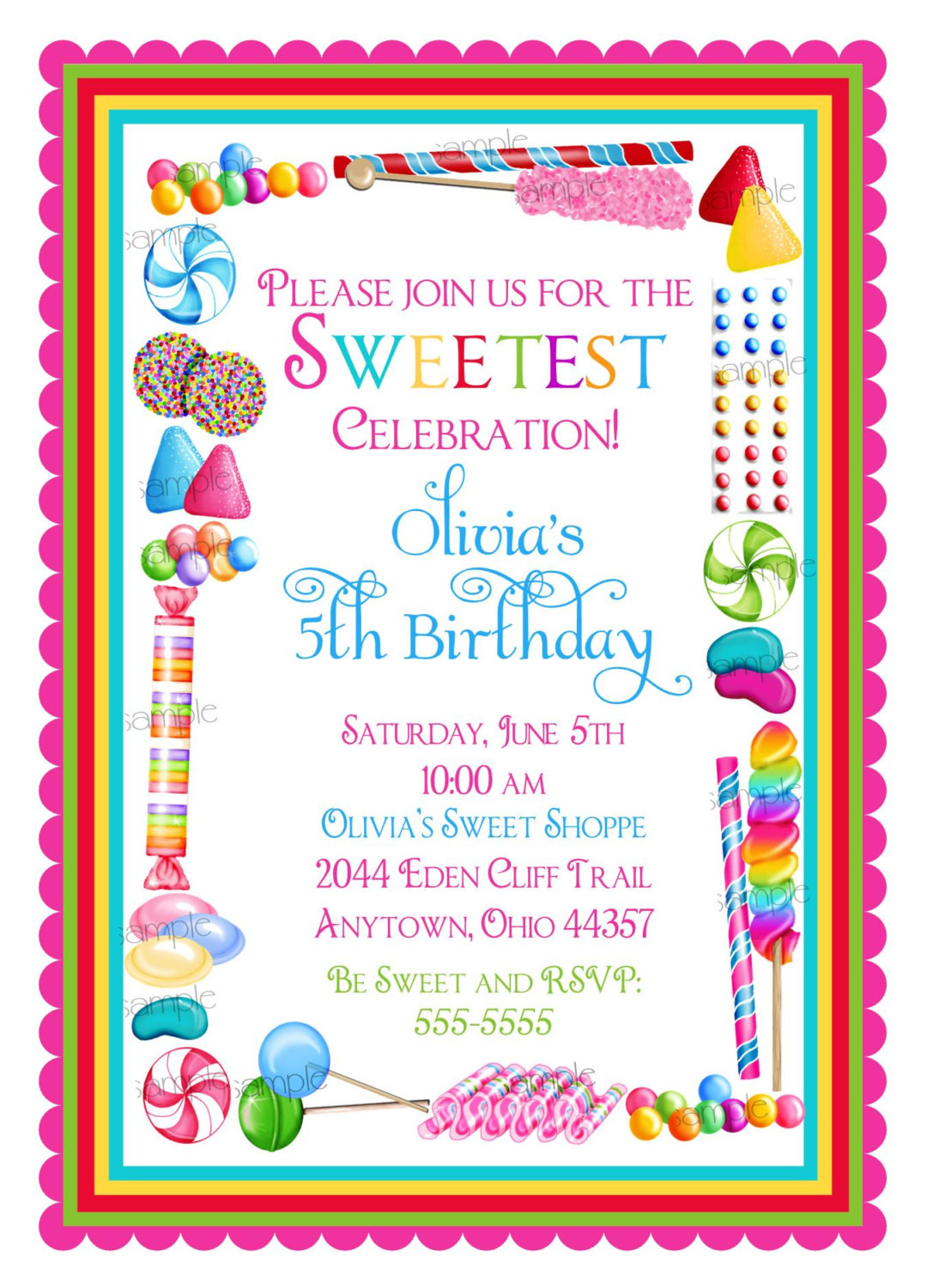 Candy Themed Birthday Invitations
 Candy Birthday Invitations Candy Sprinkle Sweet Shoppe
