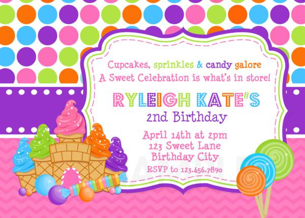 Candy Themed Birthday Invitations
 Printable Birthday Party Invitations Sweet Shoppe Candy