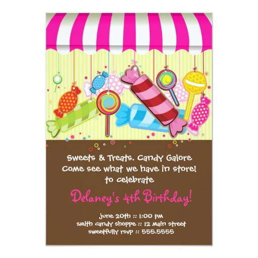 Candy Themed Birthday Invitations
 Candy Shoppe Birthday Invitation