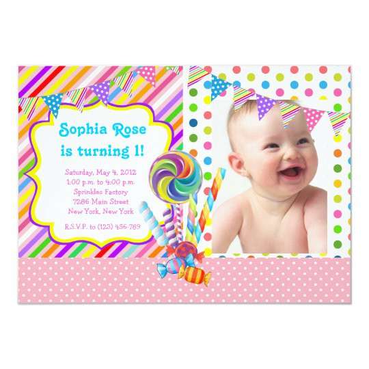 Candy Themed Birthday Invitations
 Candyland Candy Theme Birthday Invitation