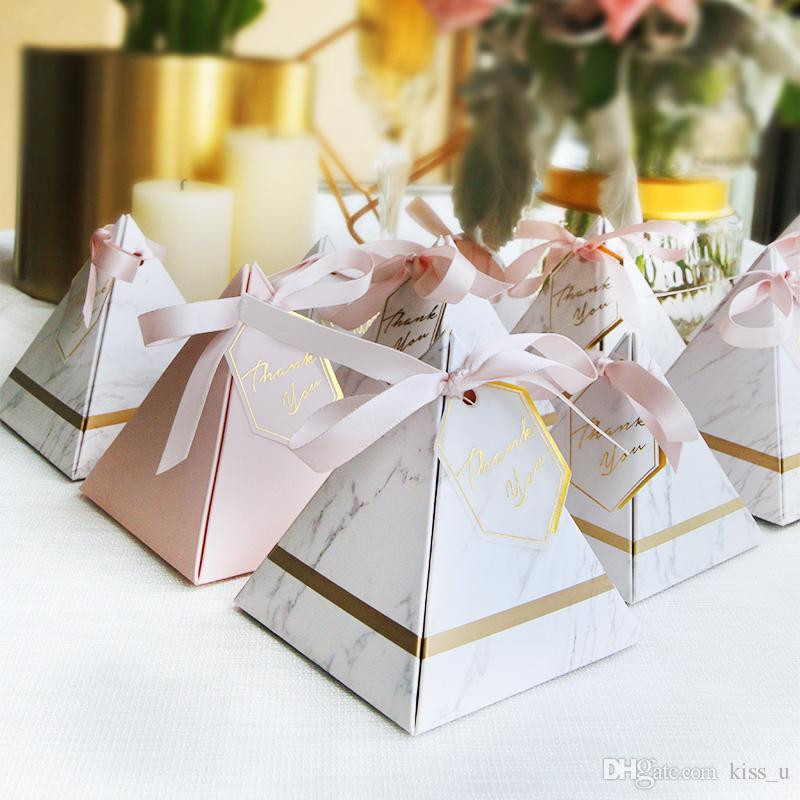 Candy Wedding Favors
 New Creative Candy Box Triangular Pyramid Marble Style