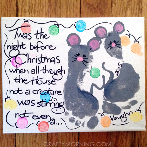 Canvas Crafts For Toddlers
 Night Before Christmas Footprint Mouse Canvas Kids craft