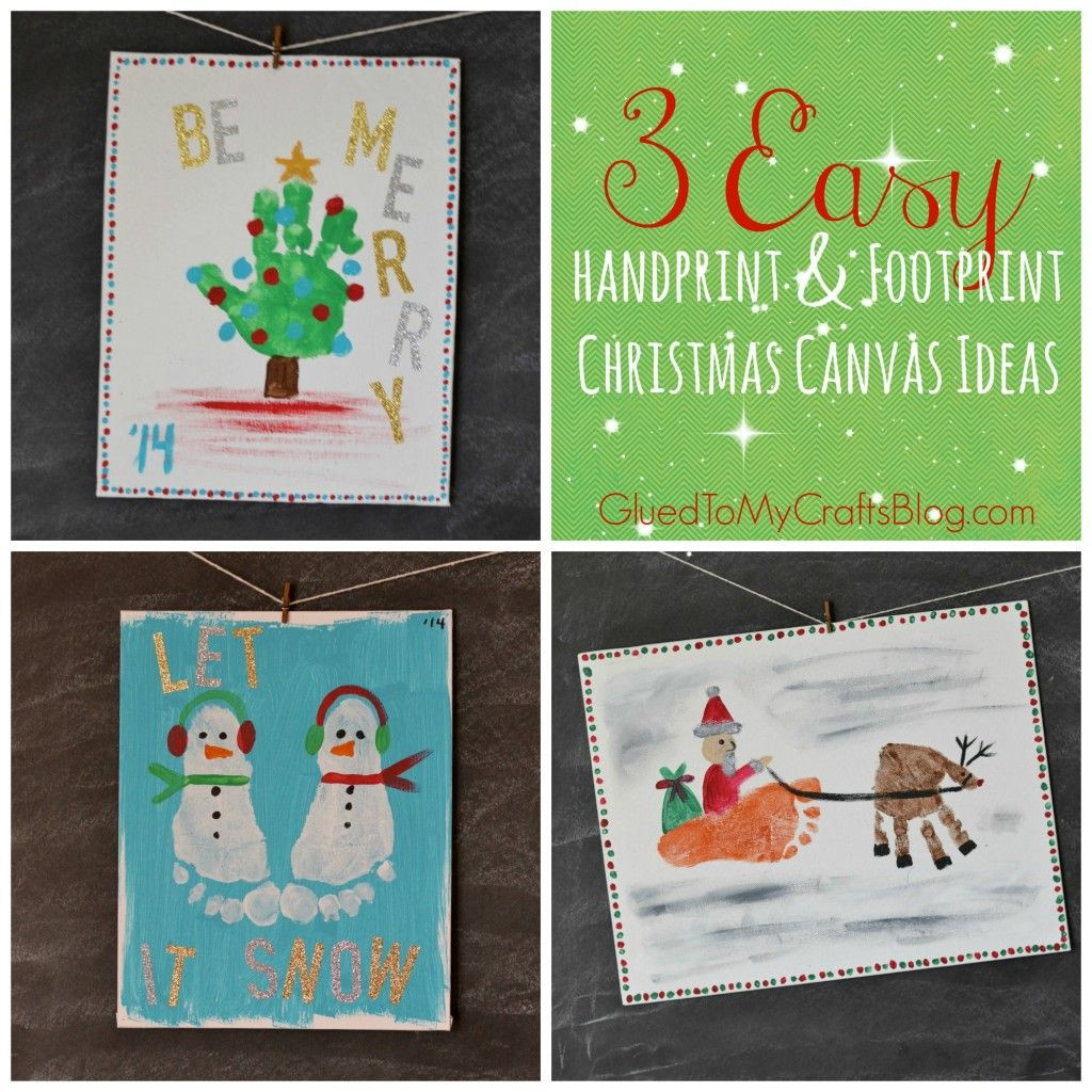 Canvas Crafts For Toddlers
 Handprint & Footprint Christmas Canvas Ideas