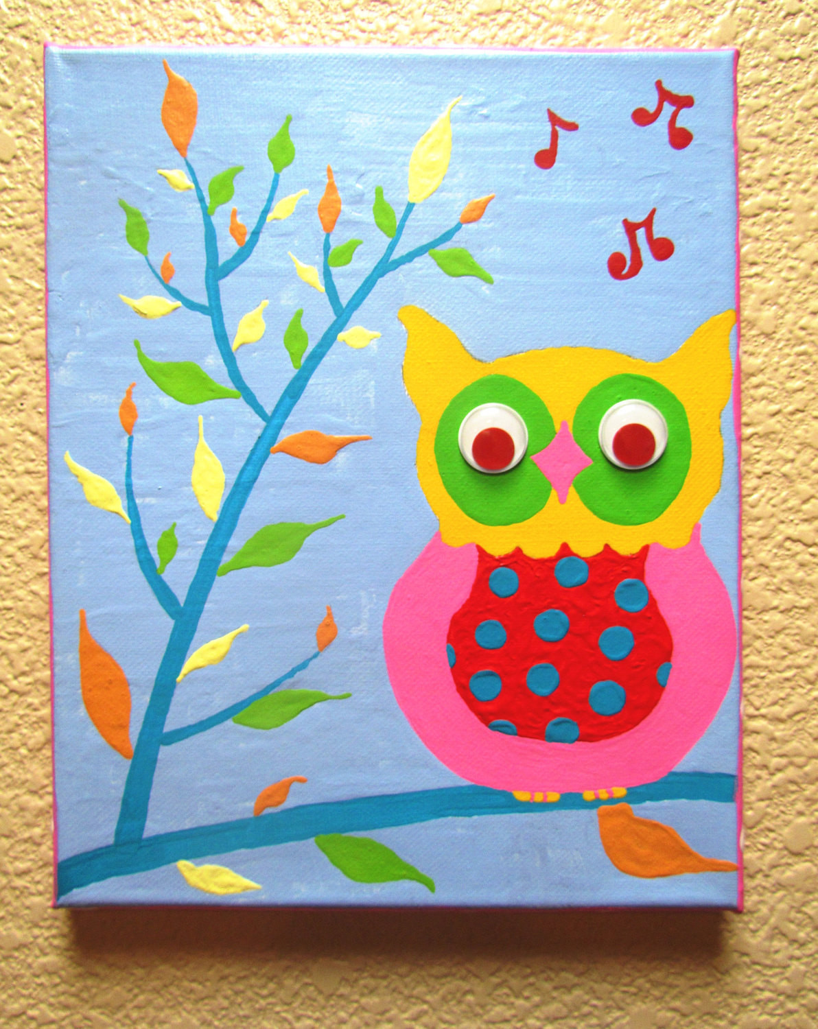 Canvas Painting Ideas For Kids
 WISE OWL Hand painted Acrylic Painting on Canvas for Kids