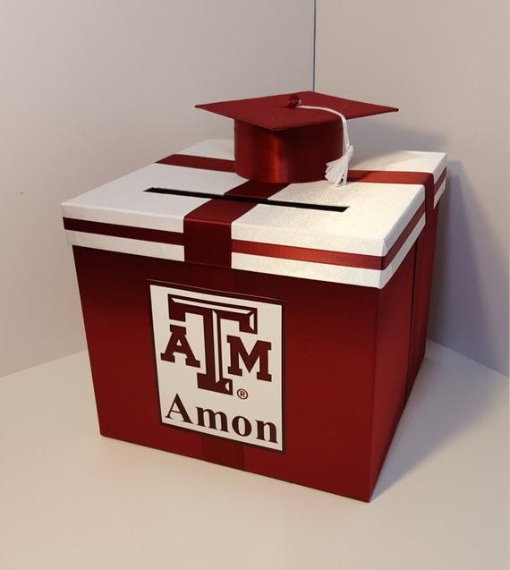 Card Box Ideas For Graduation Party
 Graduation Card Box Maroon and White Gift Card Box Money