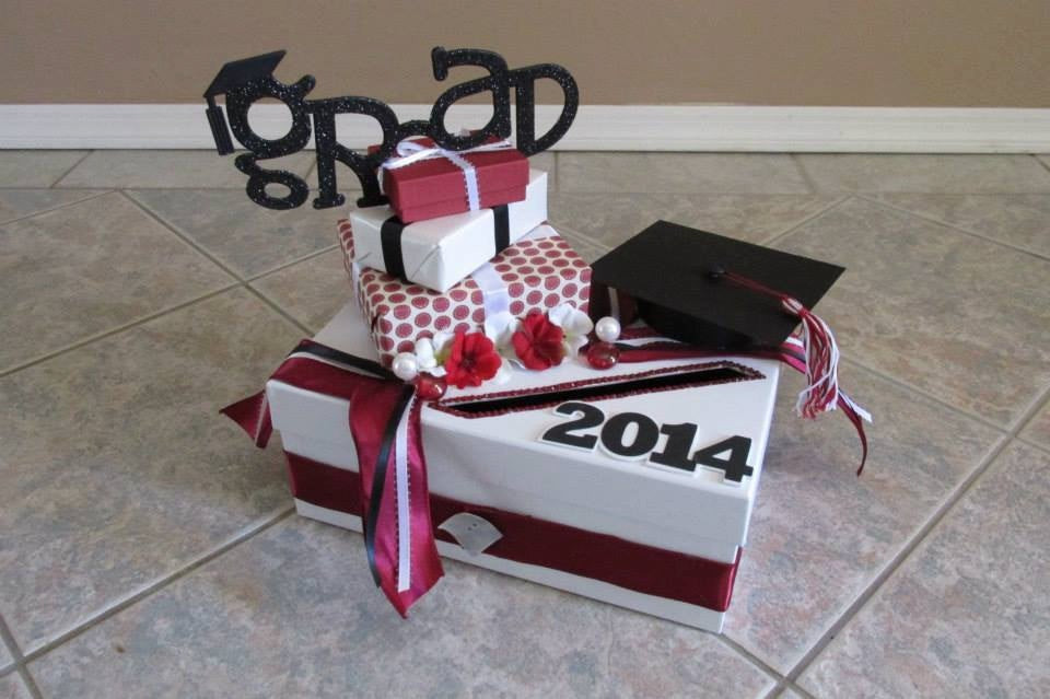Card Box Ideas For Graduation Party
 Red and White Graduation Party Card Box
