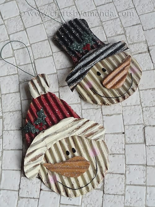 Cardboard Crafts For Adults
 Corrugated Cardboard Snowman Ornaments Crafts by Amanda