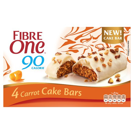 Carrot Dietary Fiber
 Fibre e Cake Bars Carrot Cake 4 X 25G Tesco Groceries