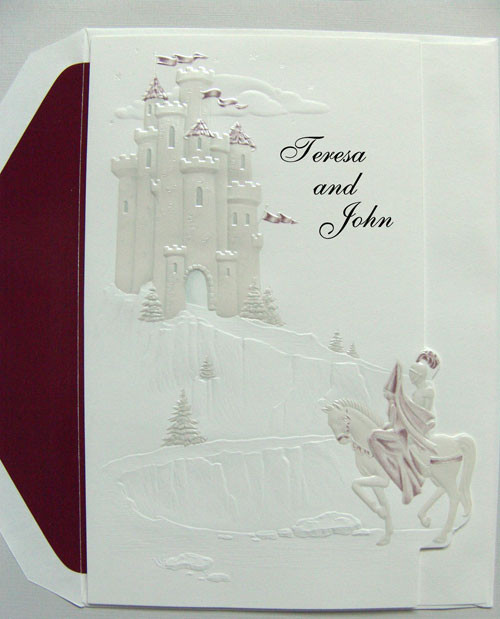 Castle Wedding Invitations
 100qty Wedding Invitations Fairytale Castle Burgandy