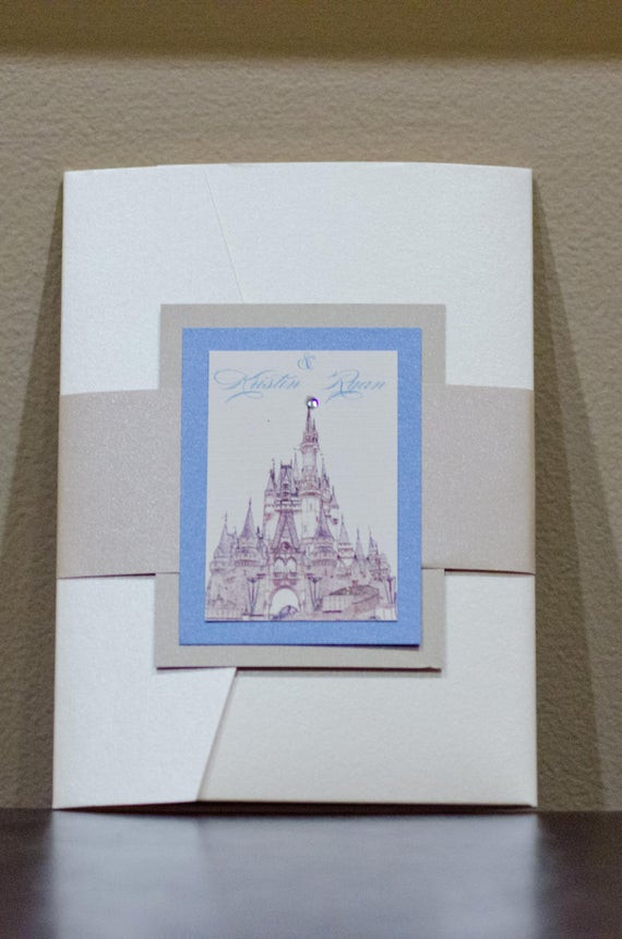 Castle Wedding Invitations
 Cinderella s castle wedding invitation by PinkAppleInk on Etsy