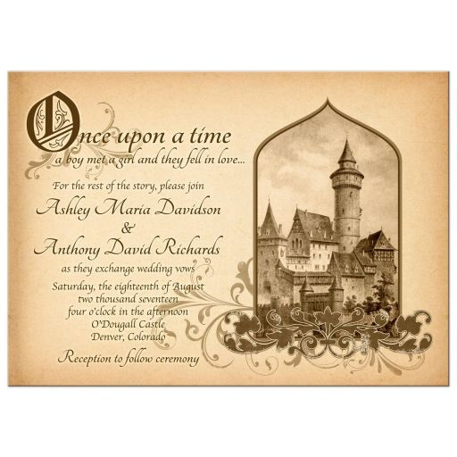 Castle Wedding Invitations
 Fairy Tale Castle Wedding Invitation Me val ce Upon A Time