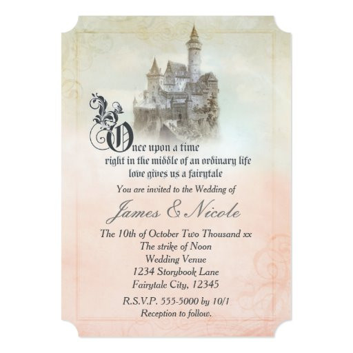 Castle Wedding Invitations
 Fairytale Storybook Page Castle Wedding Invitation