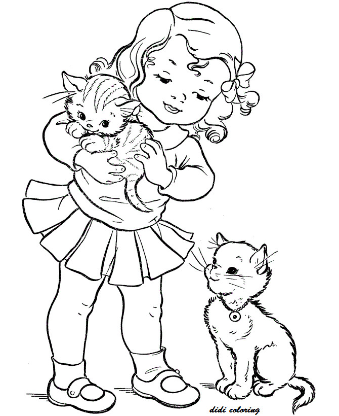 Cat Coloring Pages For Girls
 cats girls Girls Coloring Pages kitten