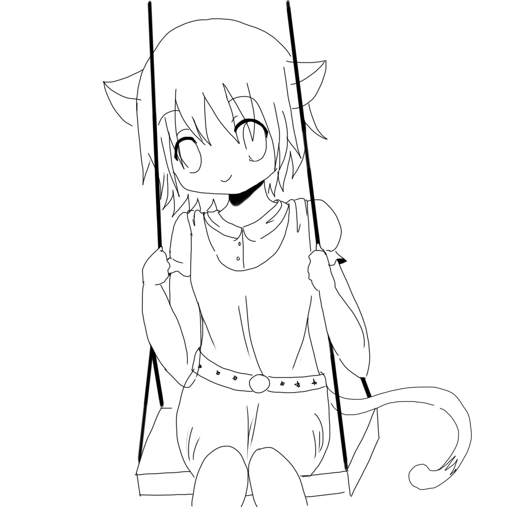 Cat Coloring Pages For Girls
 Cute Anime Cat Coloring Pages Neko Girl Lineart By