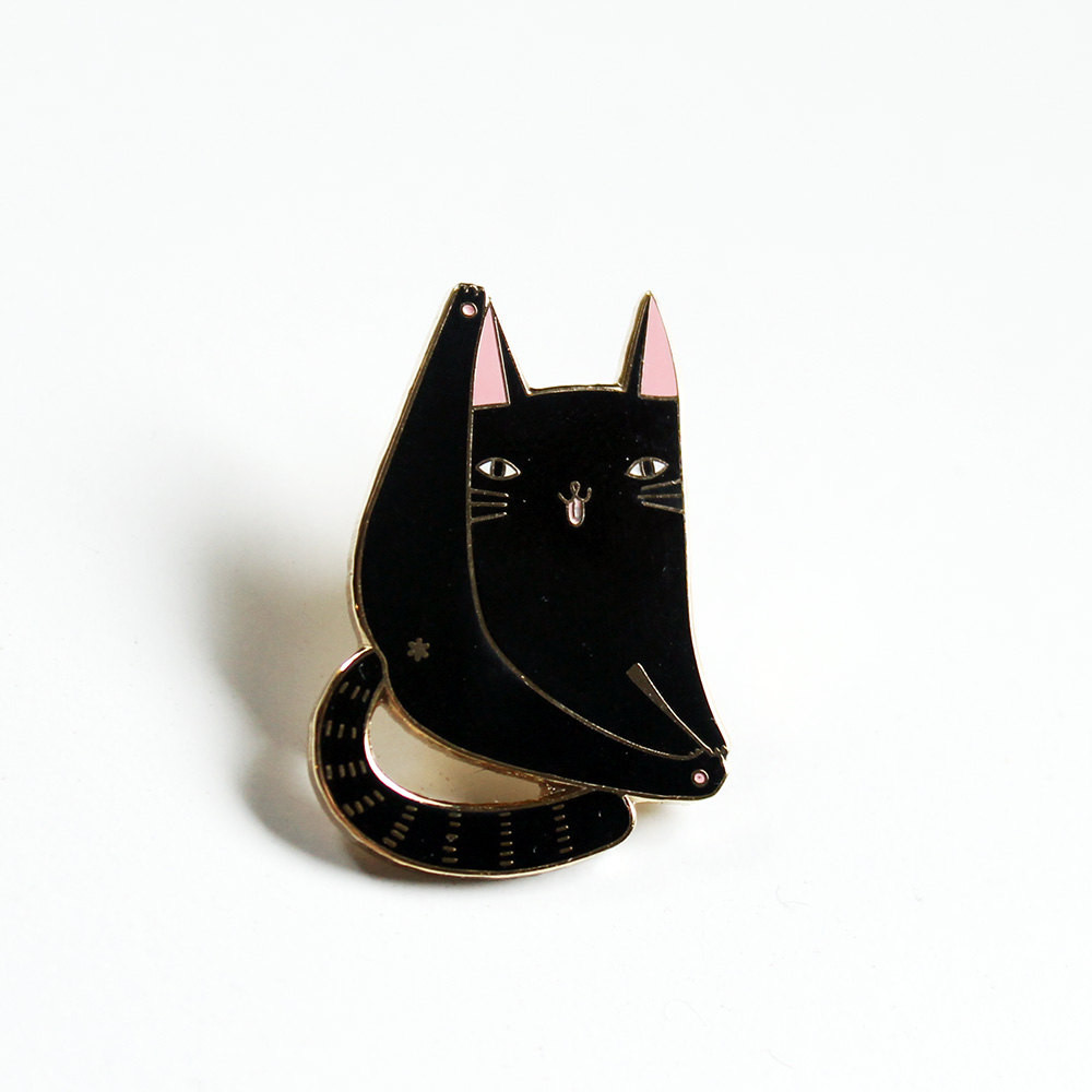 Cat Pins
 Black cat enamel pin black and gold pin