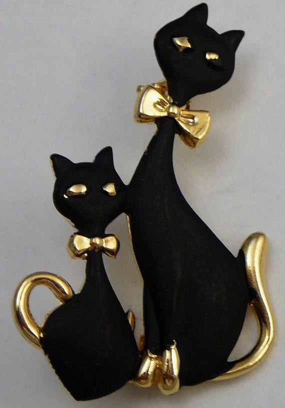 Cat Pins
 Black Cats in Bowties Brooch Vintage Pin