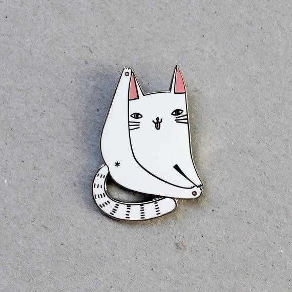 Cat Pins
 Cat forever enamel pin badge lapel metal white cat pin
