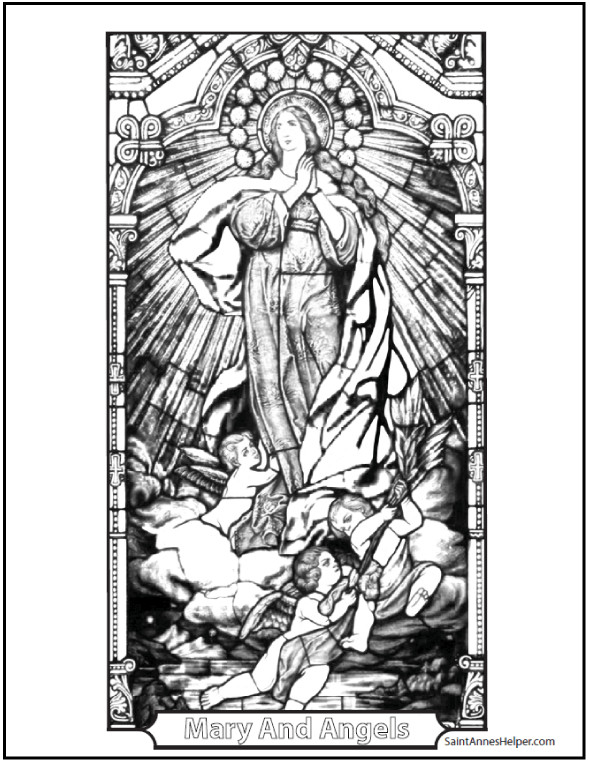 Catholic Adult Coloring Book
 Assumption Day Coloring Page Mary And Angels