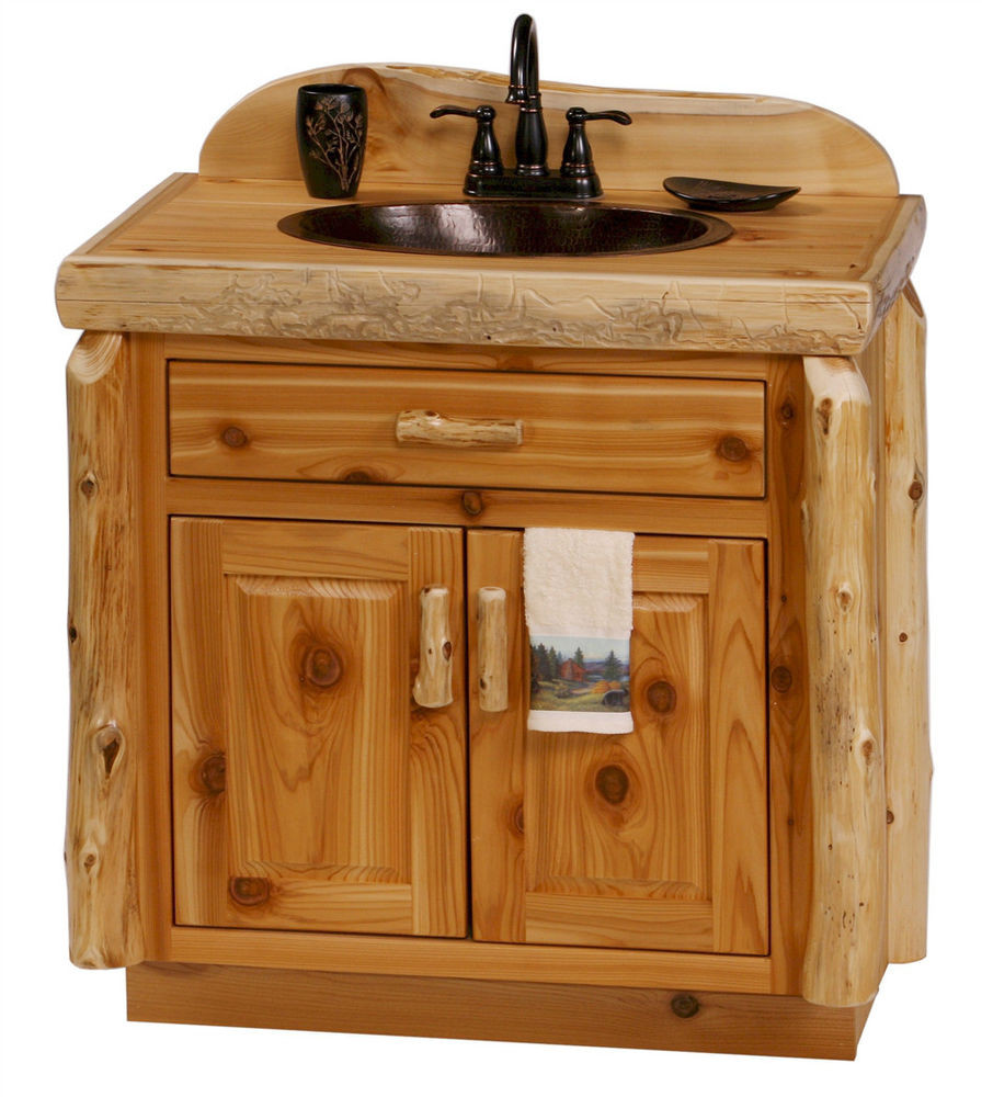 Cedar Bathroom Vanity
 Custom Rustic Cedar Wood Log Cabin Lodge Bathroom Vanity