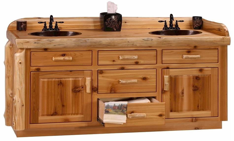 Cedar Bathroom Vanity
 Custom Rustic Cedar Wood Log Cabin Lodge Bathroom Vanity