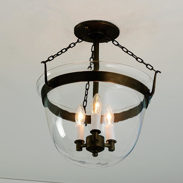 Ceiling Mount Bathroom Vanity Light
 Smokebell Semi flushmount Ceiling Lantern 4 finishes