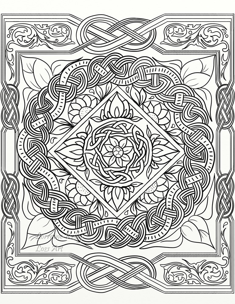 Celtic Adult Coloring Book
 5 x Celtic Knot Adult Coloring Pages Instant PDF Download DIY