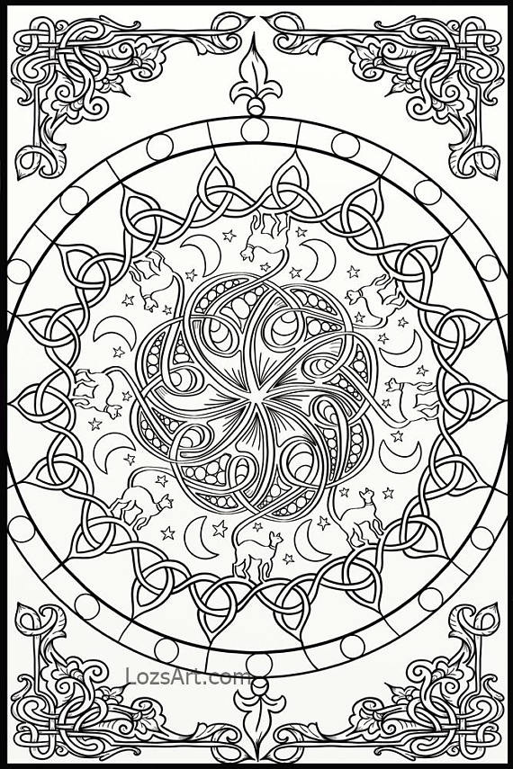 Celtic Adult Coloring Book
 10 x Celtic Knots & Mandala Adult Coloring Pages Instant PDF