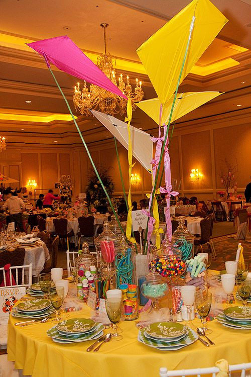 Centerpiece For Kids Party
 Beautiful Kids Kite Themed Table and centerpiece