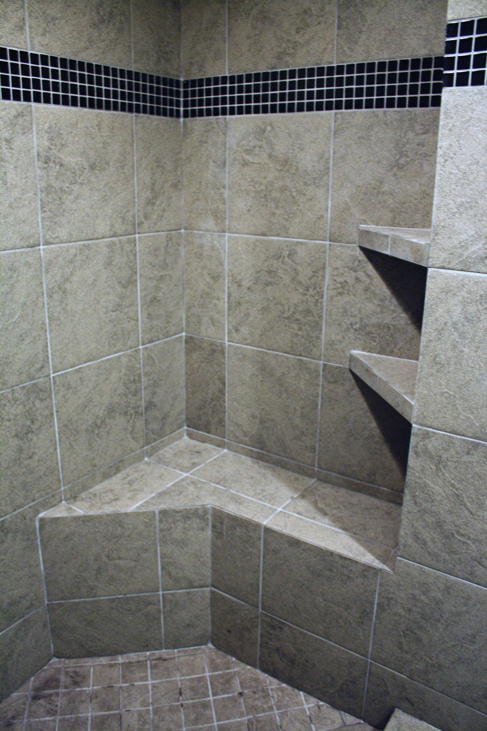 Ceramic Tile For Bathroom Showers
 Love the bench and shelving in this customer ceramic tile