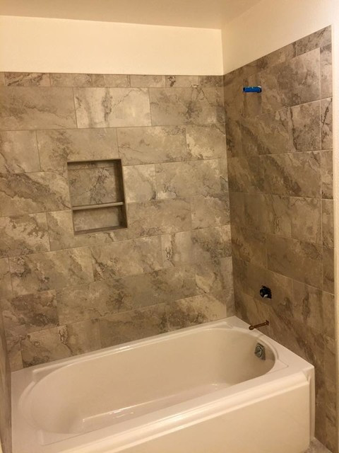 Ceramic Tile For Bathroom Showers
 12x24 Porcelain Tub Shower Enclosure Traditional