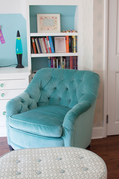 Chair For Girls Bedroom
 Turquoise Tufted Chair Contemporary girl s room