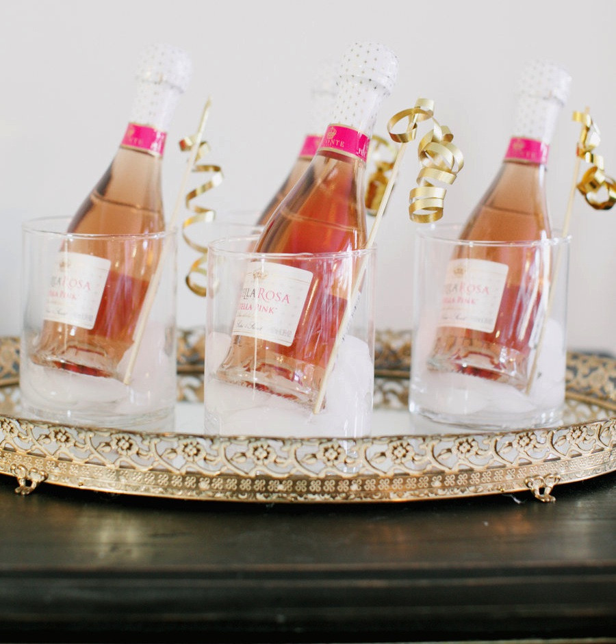 Champagne Wedding Favors
 Mini rose champagne wedding guest favors
