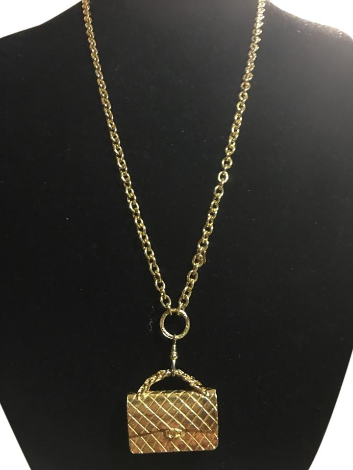 Chanel Necklace Price
 Chanel Gold Classic Flap Just Lowered Pendant Stamped